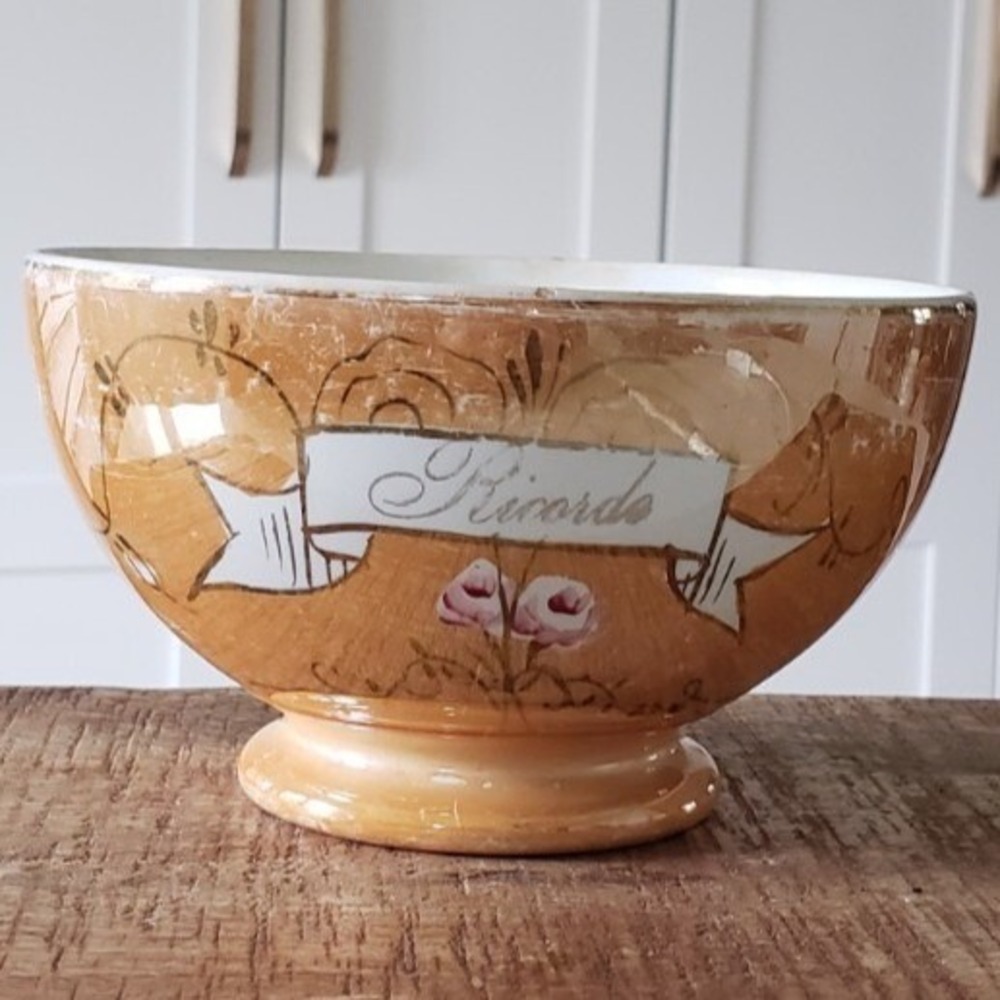SC Richard Cafe au Lait Bowl Unisex Small Orange Antique Italian Lusterware